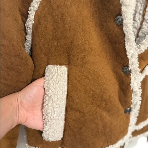 NWOT| Free People We The Free Vegan Exchange Shearling Jacket Coat S New - Picture 6 of 7